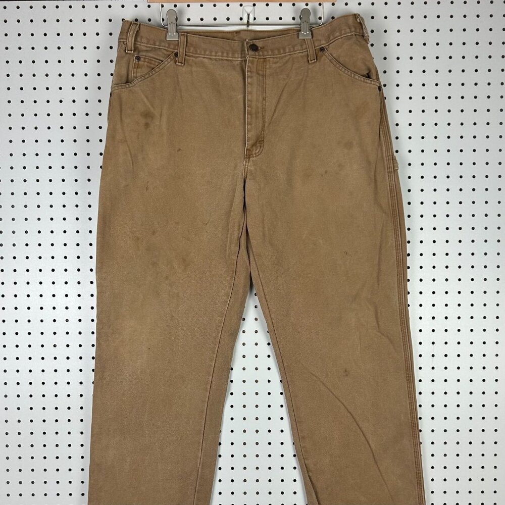 Dickies Carpenter Pants 36x34 Khaki Brown Distressed Faded Work Wear Skater Y2K - Picture 4 of 6